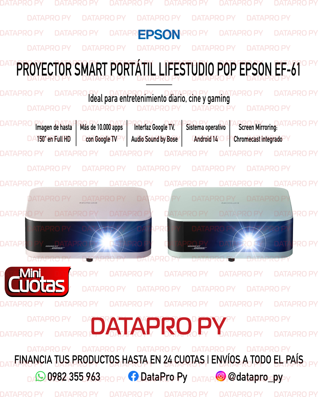 Proyector Smart Portátil LifeStudio Pop Epson EF6